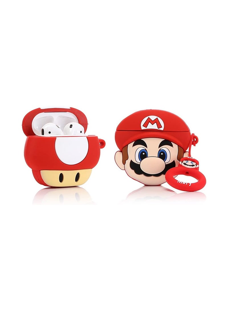 general (2 Pack) Cute Airpods 1/2 Case Silicone Case with Keychain, Cartoon Skin Design Headphone Charging Case Protective Case Accessory Kit Compatible with Airpods 1 and 2 - Image 1