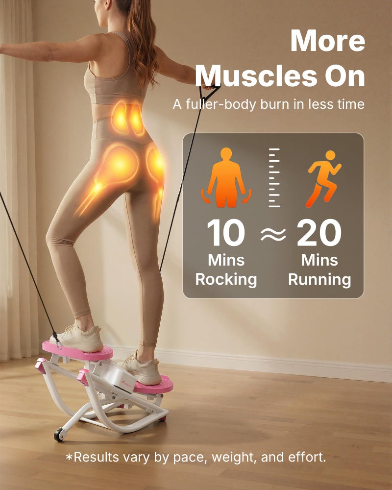 Merach Rocking Steppers for Exercise at Home,3D Motion Stair Stepper with Resistance Bands for Full Body Workout& Low-Impact Balance, 330 LBS Loading Capacity Exercise Equipment - Image 4