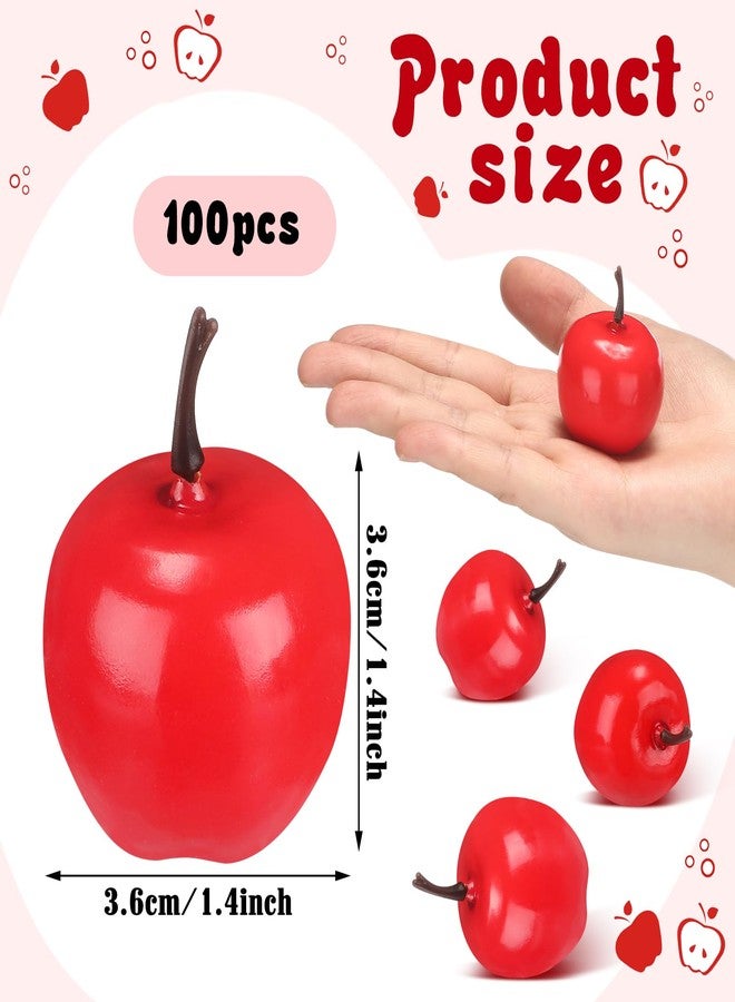 Daifunli 100 Pcs Artificial Apples 1.4 Mini Red Apples Spring Decoration Simulation Lifelike Fake Fruits Sets for Fall Centerpiece Rosh Hashanah Birthday Photography Party Table Decor Gifts - Image 2