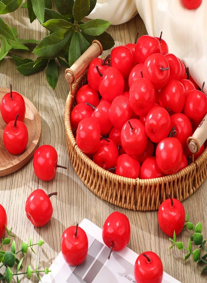 Daifunli 100 Pcs Artificial Apples 1.4 Mini Red Apples Spring Decoration Simulation Lifelike Fake Fruits Sets for Fall Centerpiece Rosh Hashanah Birthday Photography Party Table Decor Gifts - Image 5