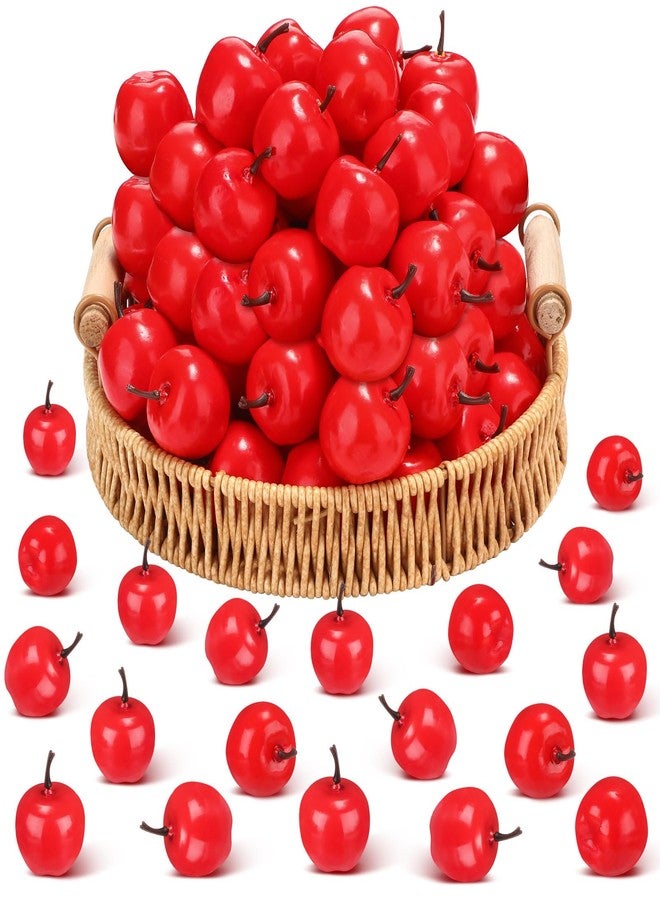 Daifunli 100 Pcs Artificial Apples 1.4 Mini Red Apples Spring Decoration Simulation Lifelike Fake Fruits Sets for Fall Centerpiece Rosh Hashanah Birthday Photography Party Table Decor Gifts - Image 1