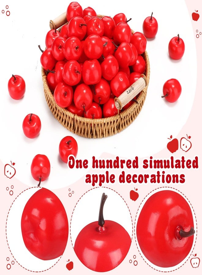 Daifunli 100 Pcs Artificial Apples 1.4 Mini Red Apples Spring Decoration Simulation Lifelike Fake Fruits Sets for Fall Centerpiece Rosh Hashanah Birthday Photography Party Table Decor Gifts - Image 4