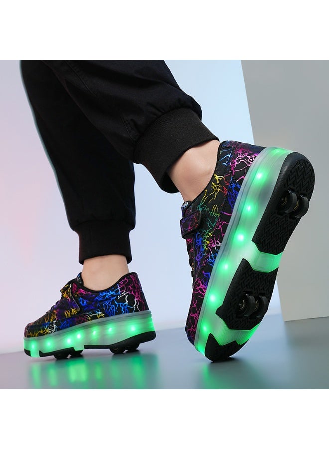 LED Flash Light Sneaker Skate Shoes with Wheels USB Charging Roller Skates Shoes - Image 2