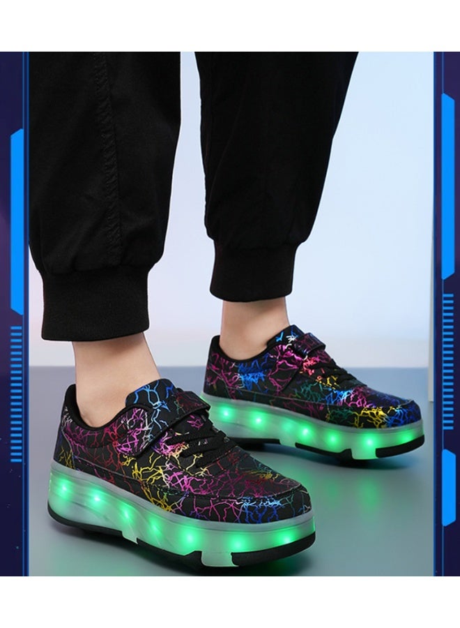 LED Flash Light Sneaker Skate Shoes with Wheels USB Charging Roller Skates Shoes - Image 4