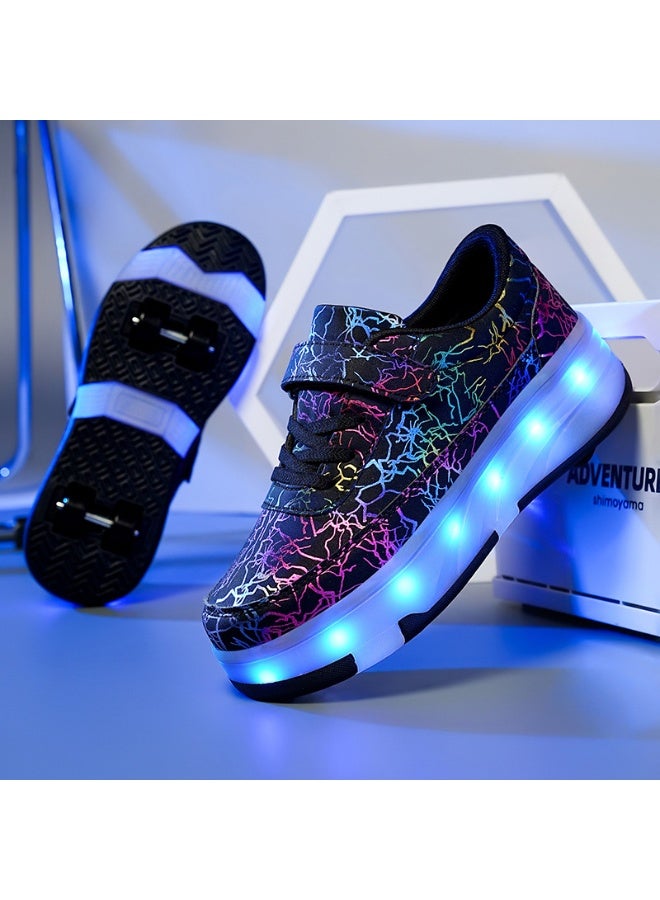 LED Flash Light Sneaker Skate Shoes with Wheels USB Charging Roller Skates Shoes - Image 3