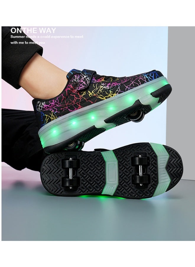 LED Flash Light Sneaker Skate Shoes with Wheels USB Charging Roller Skates Shoes - Image 5