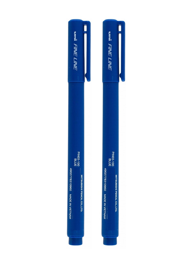 Uniball 2-Piece Pin Fine Line Pen 0.3mm Tip Blue Ink  - Image 1