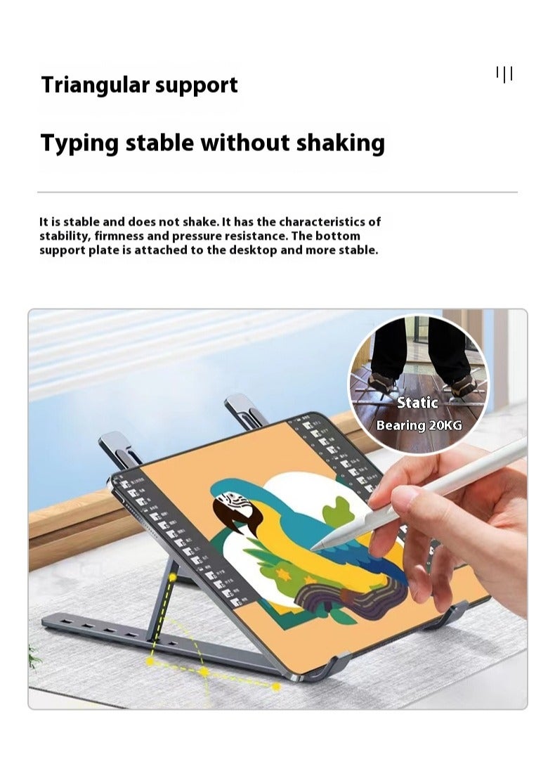 7 - ارتفاع  قابل للتعديل الألومنيوم حامل الكمبيوتر المحمول 11-18 بوصة كمبيوتر محمول - Image 3