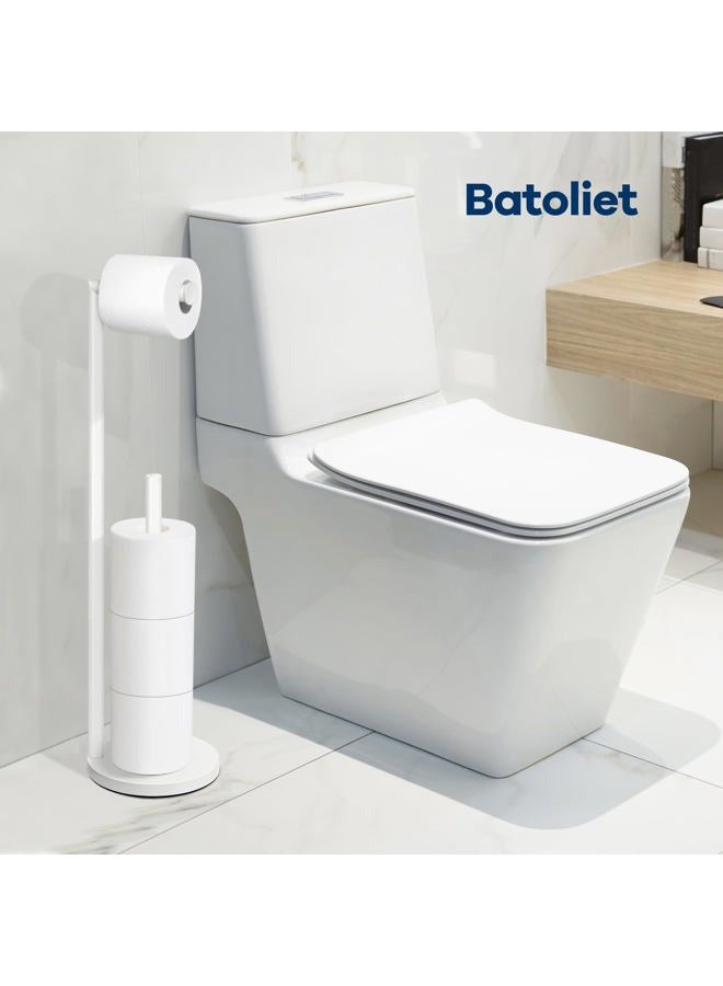 Batoliet White Toilet Paper Roll Holder - Free Standing, 4 Roll Capacity, Bathroom Storage - Image 4