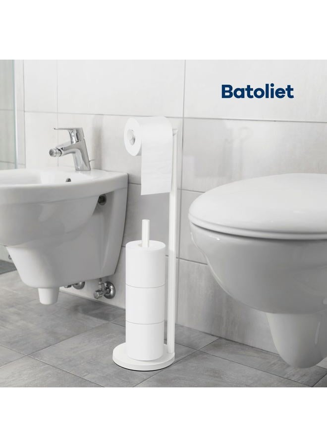 Batoliet White Toilet Paper Roll Holder - Free Standing, 4 Roll Capacity, Bathroom Storage - Image 5