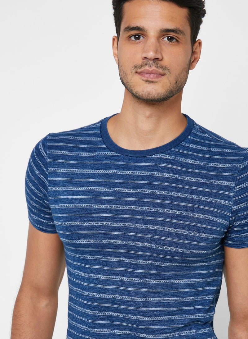SALSA Striped Slim Fit Crew Neck T-Shirt - Image 3