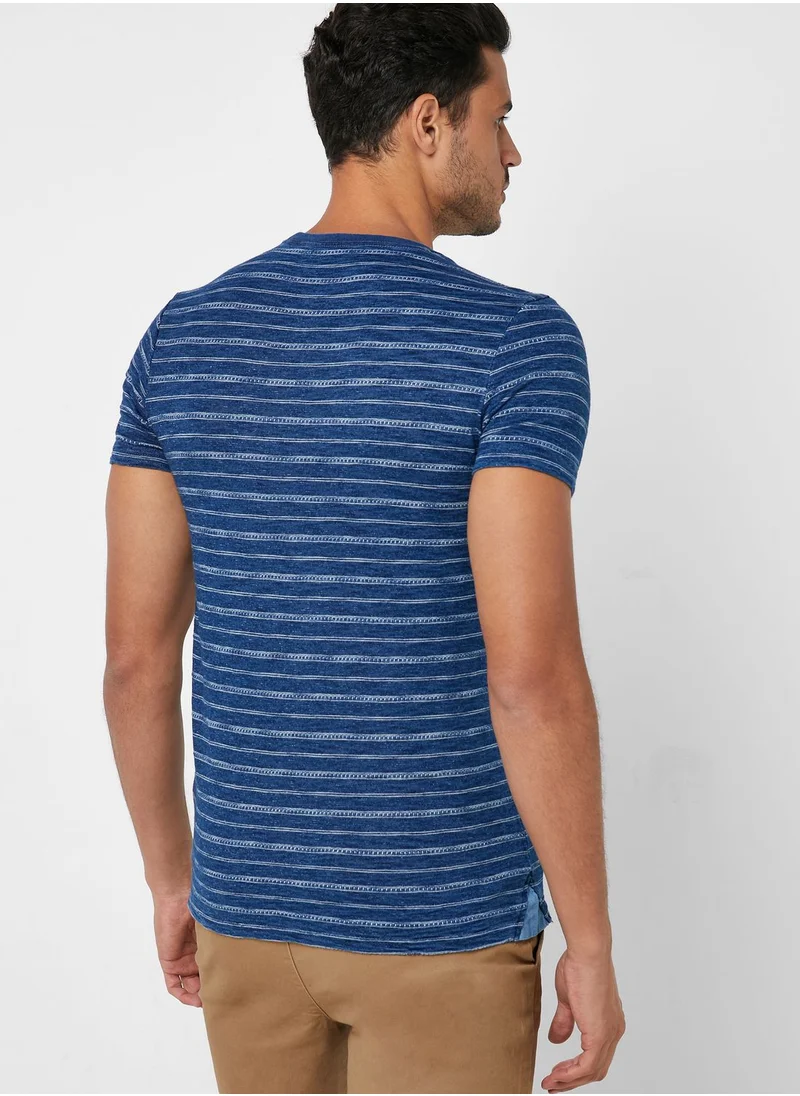 SALSA Striped Slim Fit Crew Neck T-Shirt