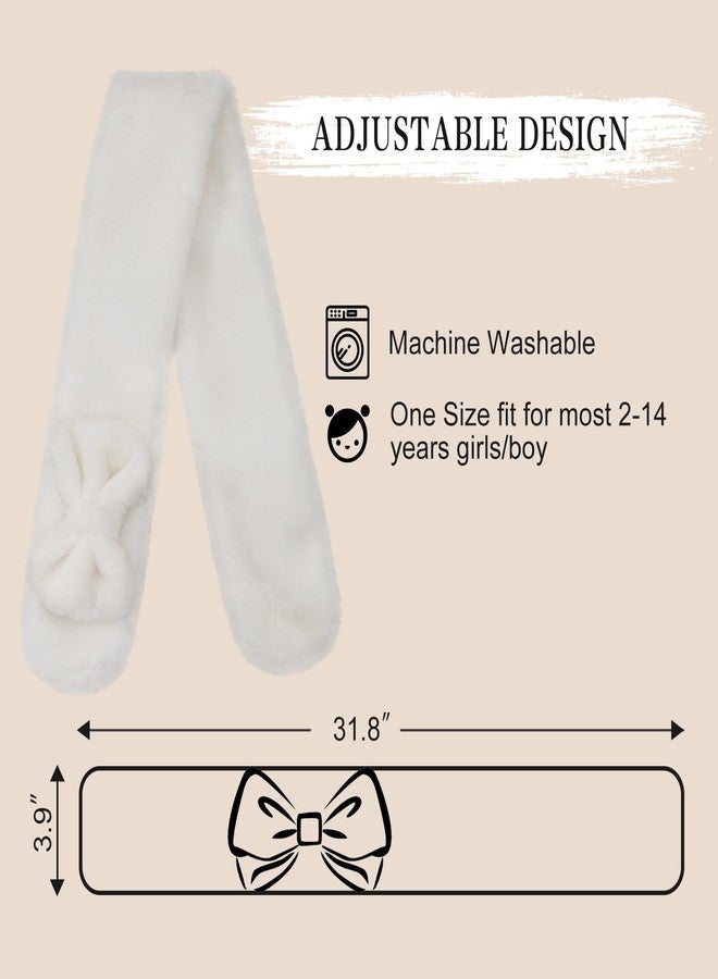 YATANAM Girls Scarf Fluffy Faux Fur Kids Scarves Winter Warm Scarf Toddler Adjustable Neck Warmer (White, One Size) - Image 4