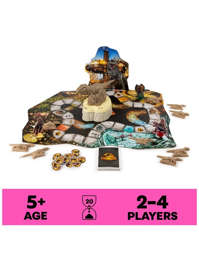 Spin Master Games, Jurassic World Dominion, Stomp N’ Smash Board Game with Kinetic Sand, Jurassic Park Sensory Dinosaur Toy, Creative Kids Activity, 2-4 Players, for Ages 5 & Up - Image 2