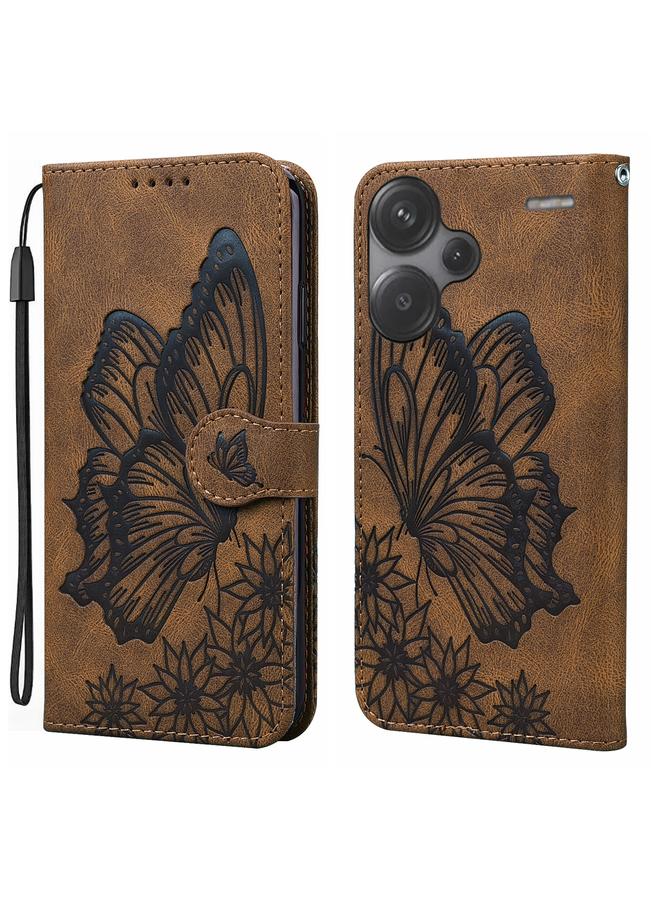 The Bros Case For Xiaomi Redmi Note 13 Pro+ 5G Retro Skin Feel Butterflies Embossing Horizontal Flip Leather Phone Case