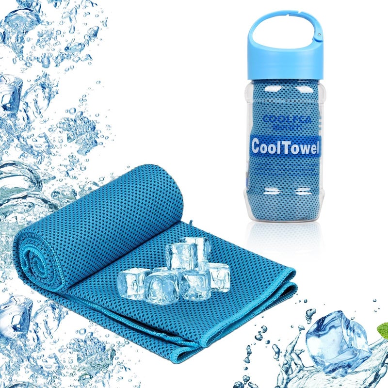 Surcotto Cooling Towel 1 ps (40"x12"), Cold Towel, Cooling Towel for neck, for Camping, Sport, Outside work, Cooling Towel for men & women, Instant Relief from Over Heating -Blue - Image 1