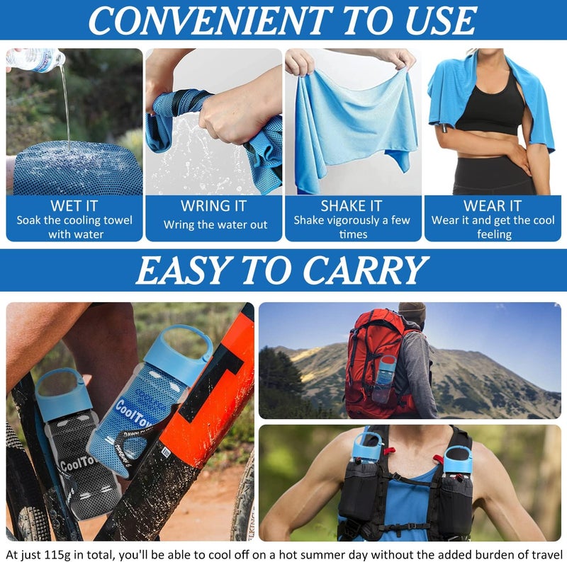Surcotto Cooling Towel 1 ps (40"x12"), Cold Towel, Cooling Towel for neck, for Camping, Sport, Outside work, Cooling Towel for men & women, Instant Relief from Over Heating -Blue - Image 4