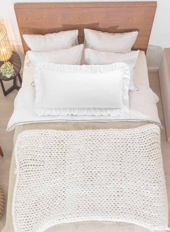 PiccoCasa 100% Cotton Body Pillow Case, Soft Pillow Cover with Envelope Closure, Breathable Pillow Case with Ruffled Fringe Decor, Ruffle Pillow Sham(20x48 in, White) - Image 3