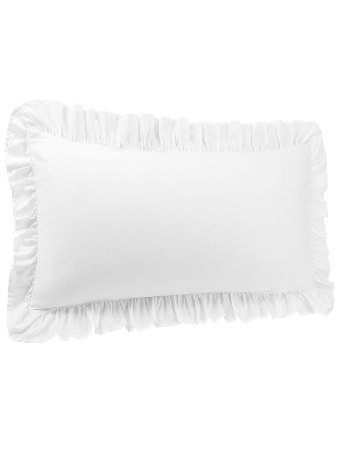 PiccoCasa 100% Cotton Body Pillow Case, Soft Pillow Cover with Envelope Closure, Breathable Pillow Case with Ruffled Fringe Decor, Ruffle Pillow Sham(20x48 in, White) - Image 1