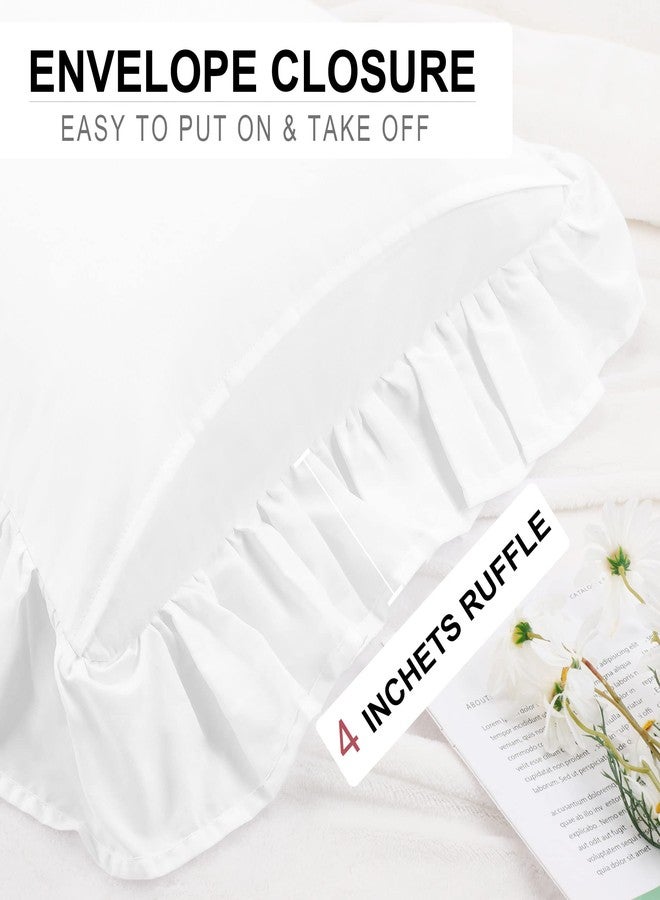 PiccoCasa 100% Cotton Body Pillow Case, Soft Pillow Cover with Envelope Closure, Breathable Pillow Case with Ruffled Fringe Decor, Ruffle Pillow Sham(20x48 in, White) - Image 5