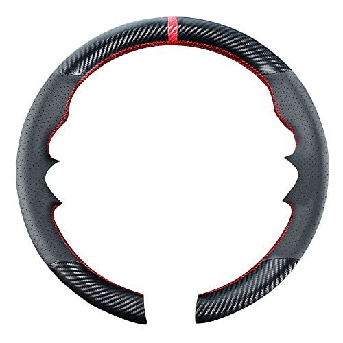 Kivnto DIY Stitching Carbon Fiber Steering Wheel Cover for BMW M3 M4 M5 M6 M240i X2 M35i X5 M X6 M M2 2014-2017/3 Series F30 F10 M Sport Black 15 inches Leather Interior Accessories - Image 2