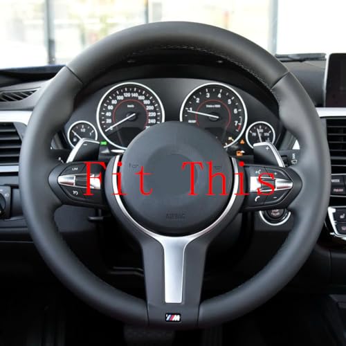 Kivnto DIY Stitching Carbon Fiber Steering Wheel Cover for BMW M3 M4 M5 M6 M240i X2 M35i X5 M X6 M M2 2014-2017/3 Series F30 F10 M Sport Black 15 inches Leather Interior Accessories - Image 4