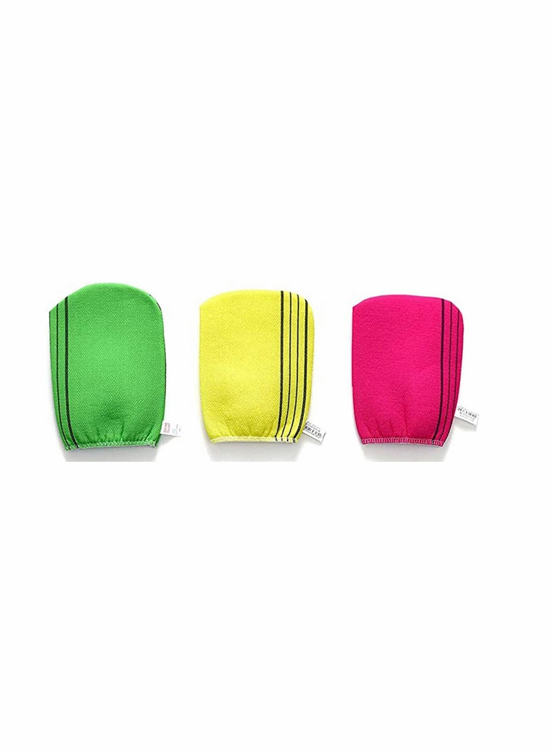 Exfoliating Korean Bath Mesh Body Wash Cloth Rayon Spa Scrub Gloves Remove Dead Skin 3 Pieces - Image 1