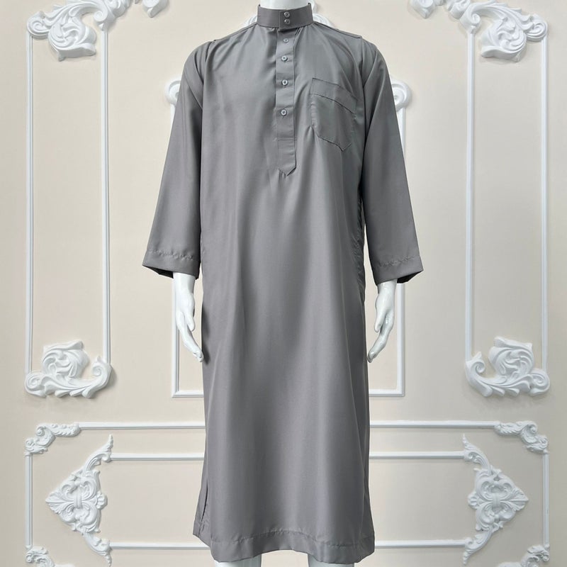 Men's Long Straight Mandarin Collar Kurta with Half Placket, Breathable and Comfortable for Daily Wear - Image 4