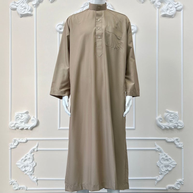 Men's Long Straight Mandarin Collar Kurta with Half Placket, Breathable and Comfortable for Daily Wear - Image 5