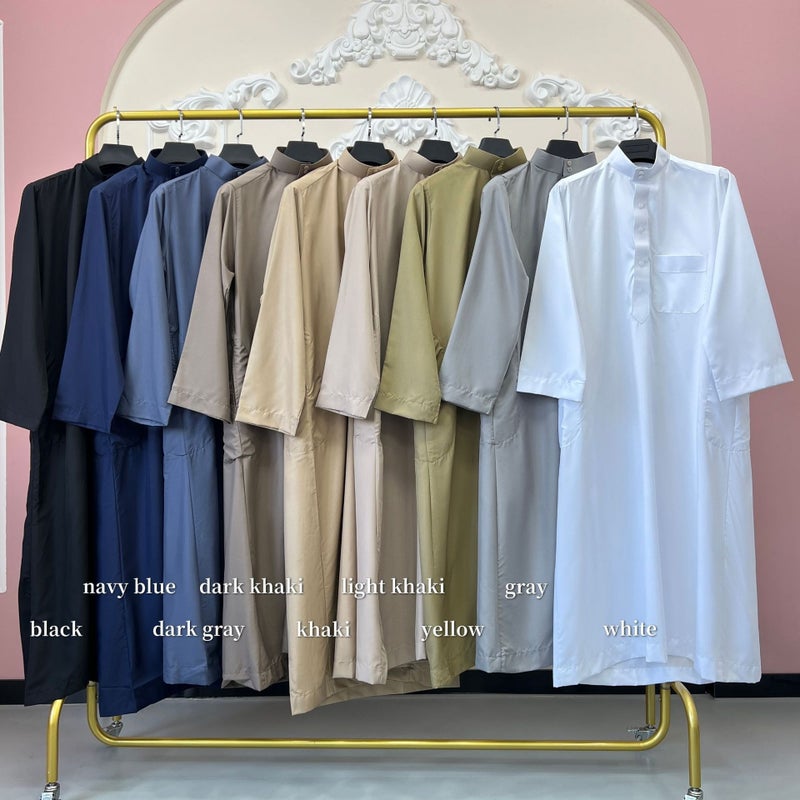 Men's Long Straight Mandarin Collar Kurta with Half Placket, Breathable and Comfortable for Daily Wear - Image 3