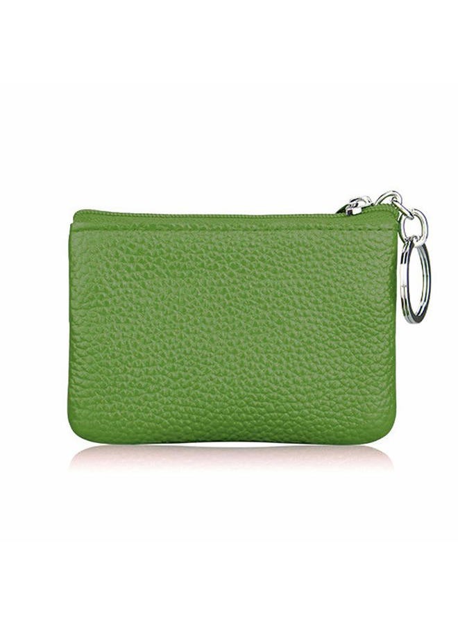 Hibate Mini Coin Purse Holder Wallet Leather Purses for Women Men Kids Zipper Pouch with Key Ring - Green - Image 2