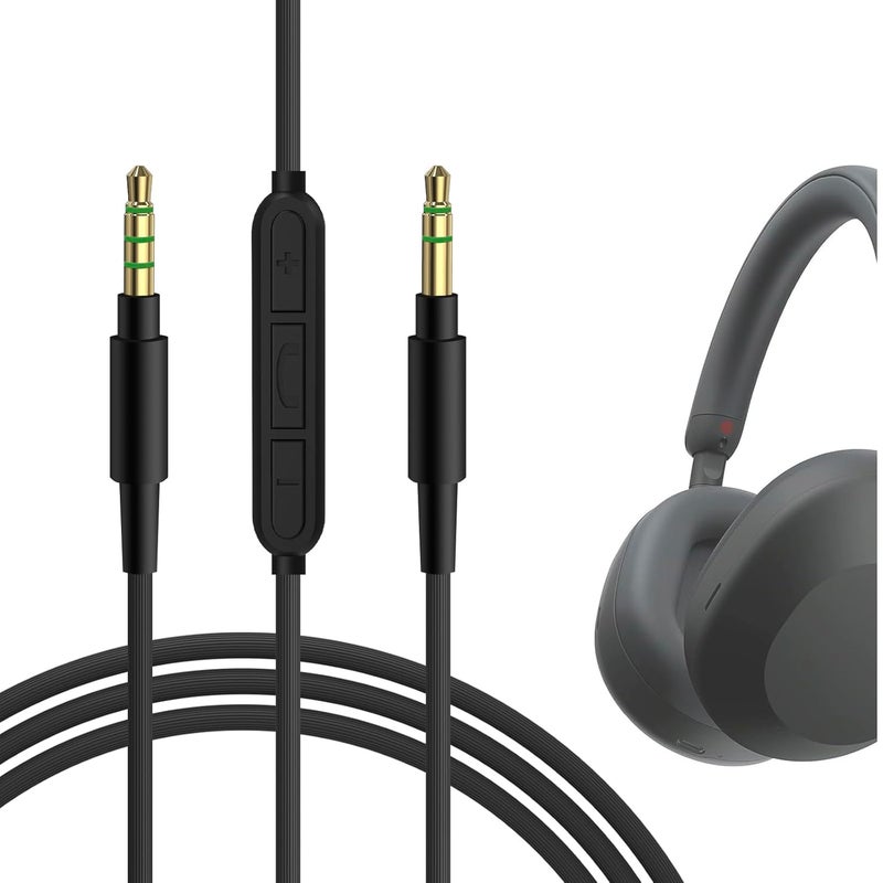 Geekria Audio Cable with Mic Compatible with Sony WH-1000XM6/1000XM5, XB910N/XB900N, H910N, MDR-1R Headphones, 3.5mm Replacement Stereo Cord with Inline Microphone (4 ft/1.2m) - Image 1