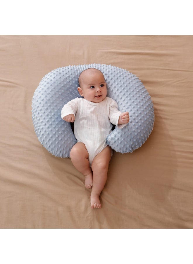 Nursing Pillow and Positioner Pillowcase, Blue Minky Dot Cover for Breastfeeding and Baby Support - Image 3