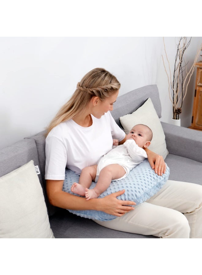 Nursing Pillow and Positioner Pillowcase, Blue Minky Dot Cover for Breastfeeding and Baby Support - Image 2