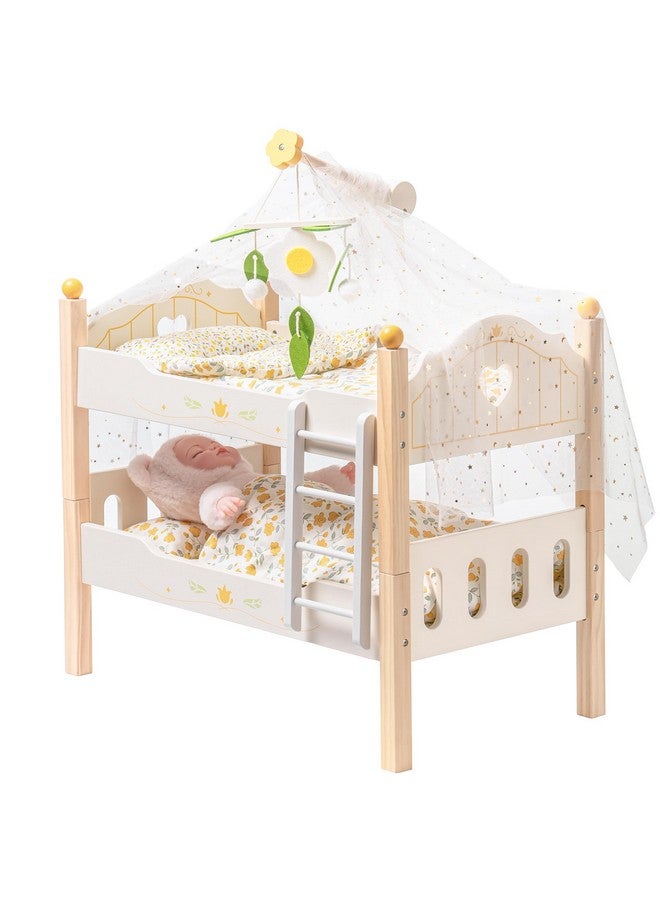 Robotime Baby Doll Bunk Beds Doll Cribs For 18 Inch Dolls Wooden Doll Beds Cribs Fits American Girls (Wood 2 Pcs Beds) - Image 1