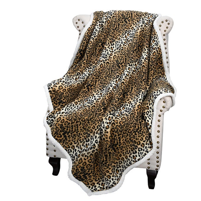 CHEETAH SHERPA FLEECE THROW BLANKET SOFT MINK PLUSH COUCH BLANKET FUZZY TV BED BLANKET FLUFFY COMFY WARM HEAVY THROWS COMFORT CARING GIFT 50X60 INCHES