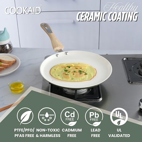 COOKAID Dosa Tawa Non Stick 28 cm | Dosa Tawa Ceramic | ISI Certified | Aluminium Body | Low-Oil Cooking, Quick & Even Heating, Gas & Induction Compatible | Velora - Olive Green - Image 3