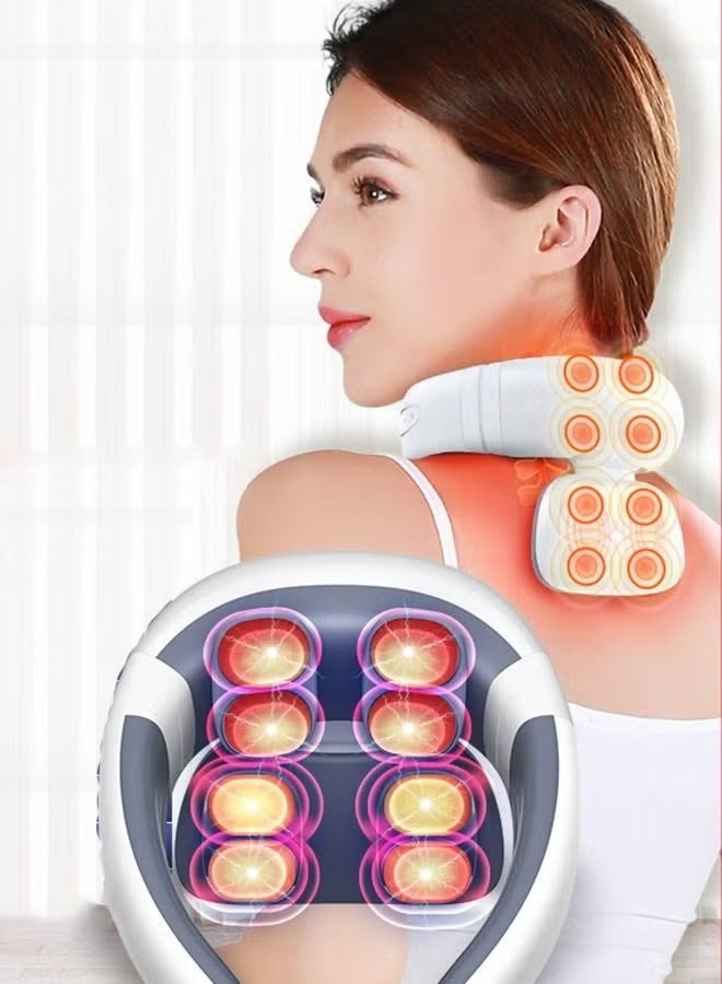 Bukela Massager Electric Neck Massager with Heat, Electromagnetic Pulse Neck Massager, Cervical Spine Massager for Pain Relief, 8 heads 15-head Levels Deep Tissue Massage, Portable and Soothing - Image 1