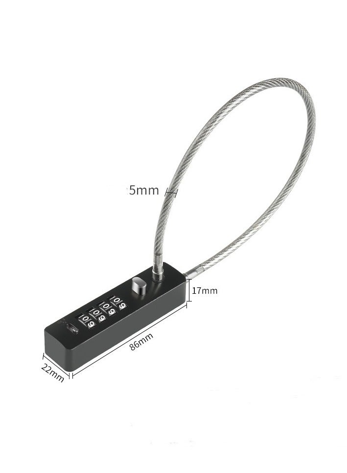 Combination Lock, Cable Security Steel Cable Luggage Lock with Resettable Code, Anti-Theft Cable Lock with Braided Steel Coat, Waterproof Digit Lock for Luggage, Suitcase, Toolbox, Helmet (Black) - Image 1