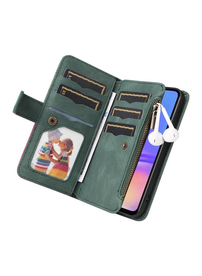 اس-توب جراب لهاتف Samsung Galaxy A06 4G ثنائي اللون مزود بـ 9 فتحات للبطاقات وسحاب ومحفظة جلدية للهاتف - Image 5