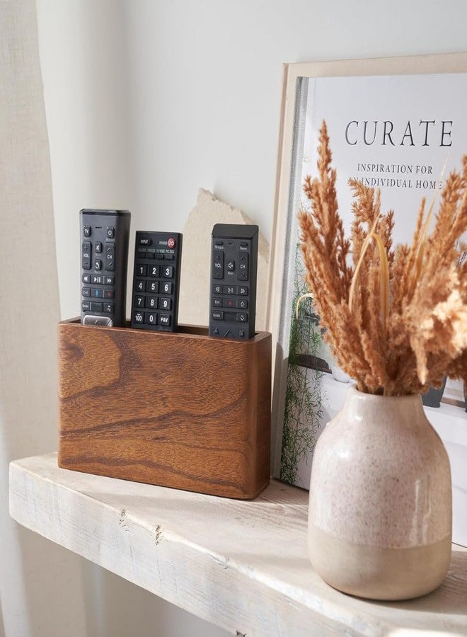 Crysellewoods Premium Remote Control Holder - Easy Install Adhesive Wall Mount Caddy Keeps 3-4 TV Remotes Neatly Organized - Stylish Natural Wood Organizer is Perfect for Any Bed/Living Room (Brown) - Image 2