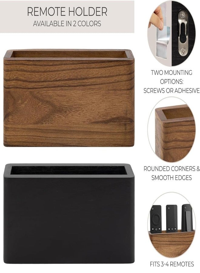 Crysellewoods Premium Remote Control Holder - Easy Install Adhesive Wall Mount Caddy Keeps 3-4 TV Remotes Neatly Organized - Stylish Natural Wood Organizer is Perfect for Any Bed/Living Room (Brown) - Image 4