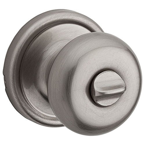 Kwikset Hancock Interior Privacy Door Knob with Lock, Door Handle For Bathroom and Bedroom, Satin Nickel Keyless Turn Lock Doorknob, with Microban Protection - Image 3