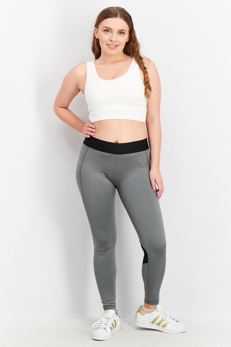 Adidas Women Long Fit Solid Long Tights, Grey - Image 2