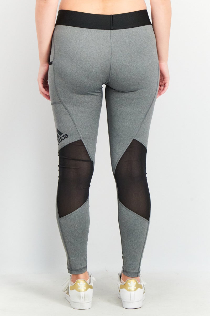 Adidas Women Long Fit Solid Long Tights, Grey - Image 3