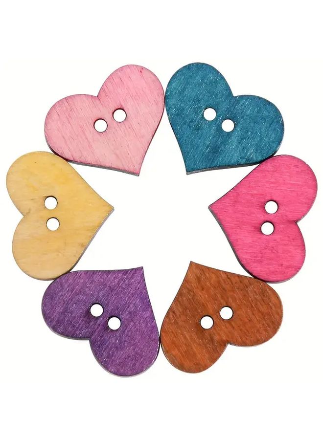 Rustic Wooden Love Buttons Mix Colors 50pcs 1 95 X 1 7cm For Crafts Sewing Scrapbooking - Image 2