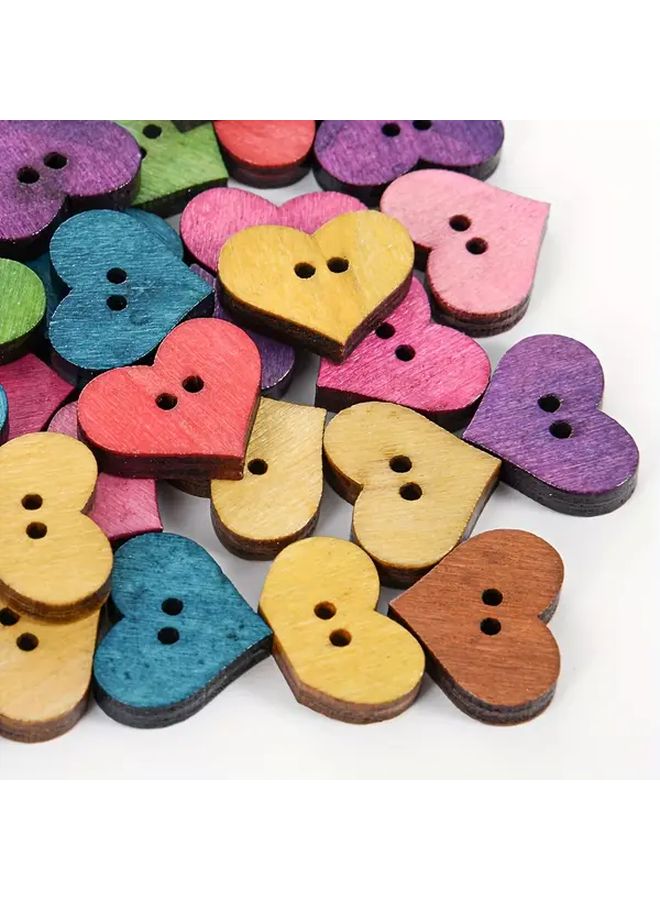 Rustic Wooden Love Buttons Mix Colors 50pcs 1 95 X 1 7cm For Crafts Sewing Scrapbooking - Image 5
