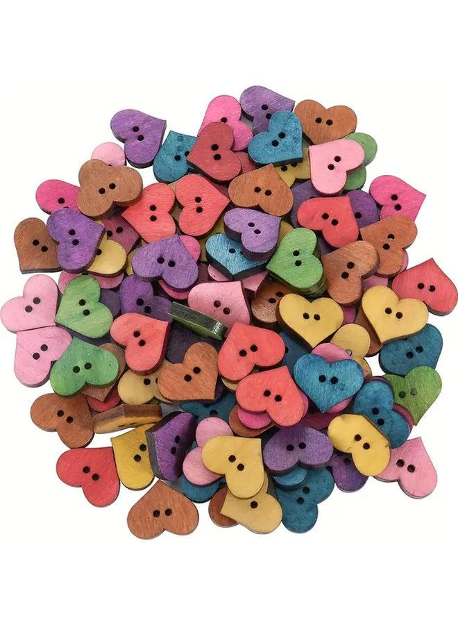Rustic Wooden Love Buttons Mix Colors 50pcs 1 95 X 1 7cm For Crafts Sewing Scrapbooking - Image 1