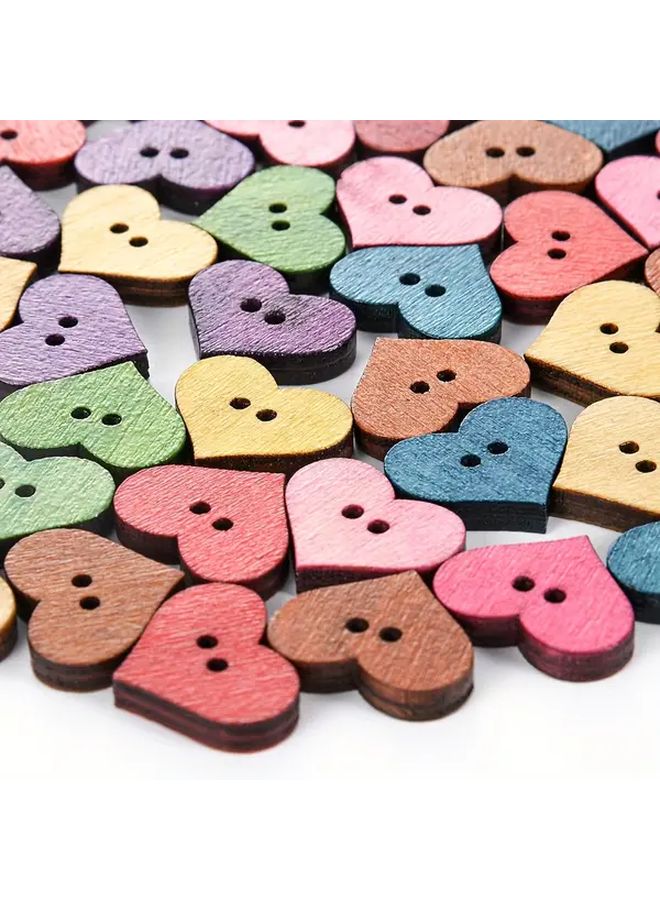 Rustic Wooden Love Buttons Mix Colors 50pcs 1 95 X 1 7cm For Crafts Sewing Scrapbooking - Image 4