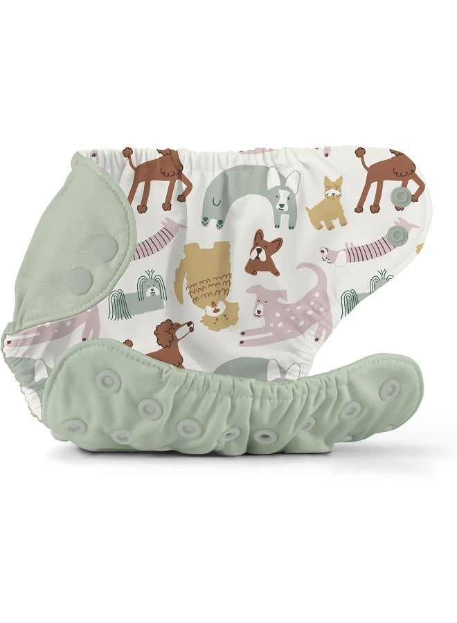 Esembly Cloth Diaper Outer, Waterproof Swim Cloth Diaper Cover, Leak-Proof and Breathable Layer Over Prefolds, Flats or Fitteds, Reusable with Snap Closure - Size 2 (18-35lbs), Sea Glass - Image 4